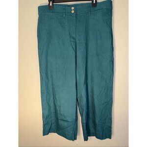 J. Jill linen blend teal wide leg pants large petite